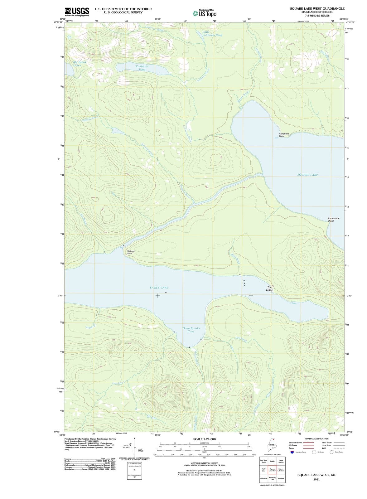 2011 Square Lake West, ME - Maine - USGS Topographic Map