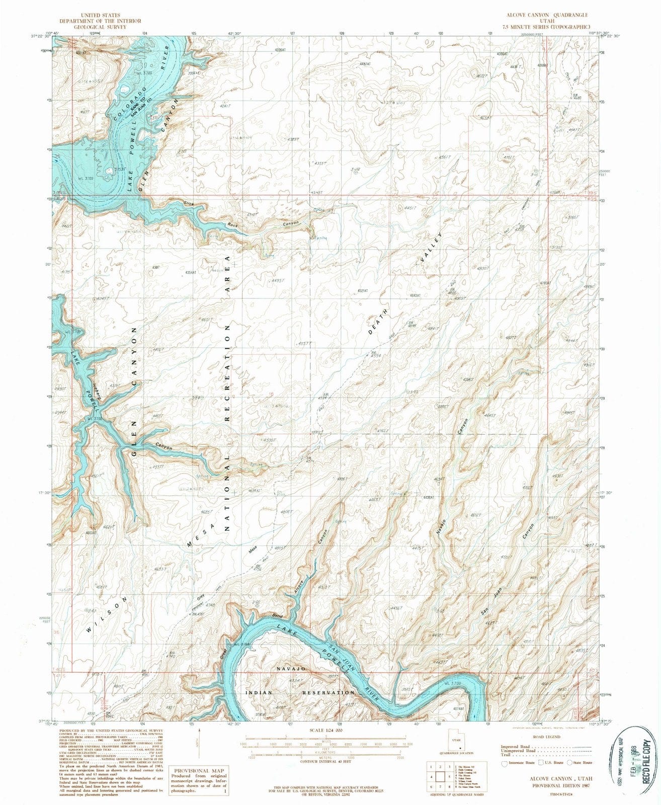 1987 Alcove Canyon, UT - Utah - USGS Topographic Map