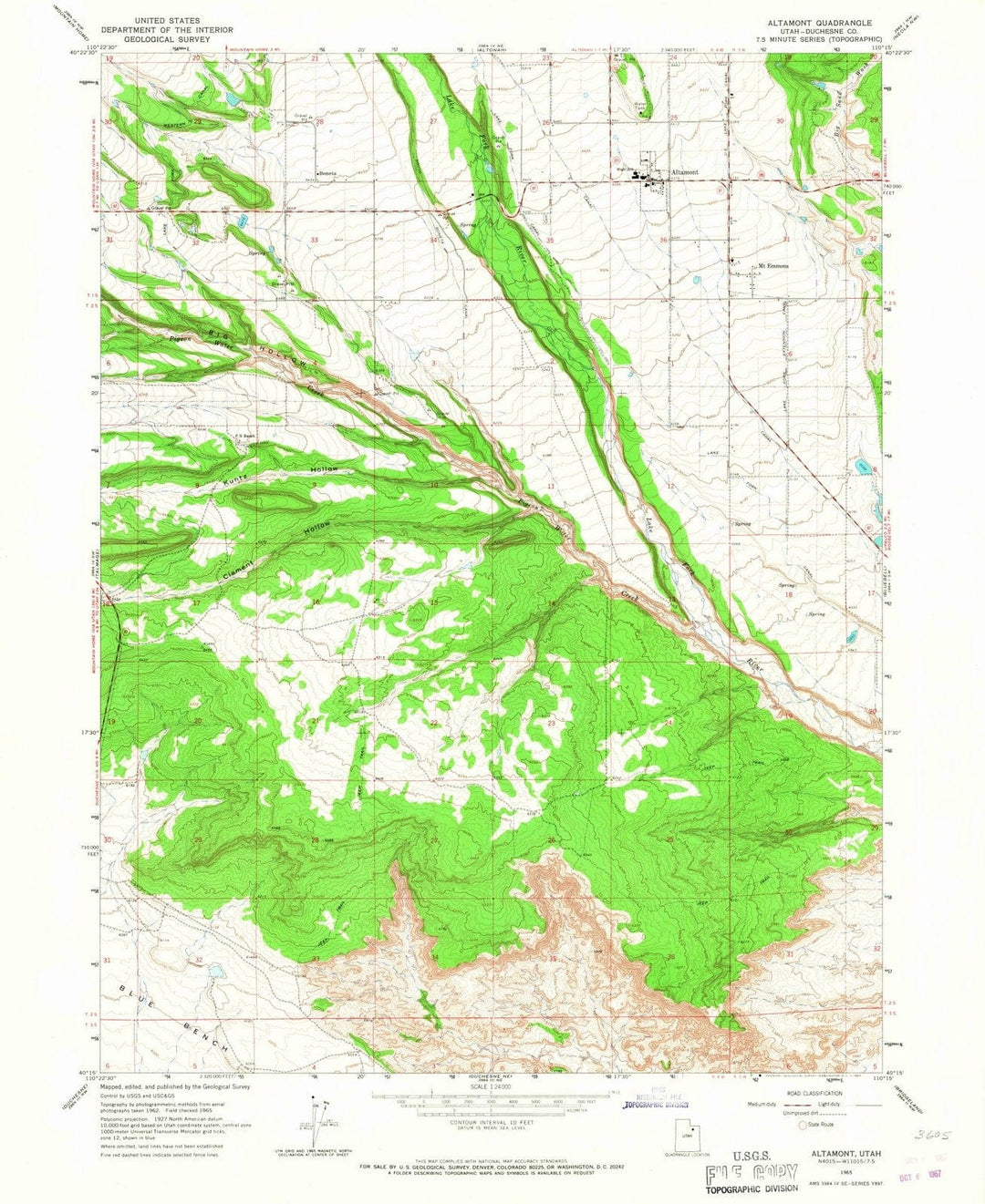 1965 Altamont, UT - Utah - USGS Topographic Map