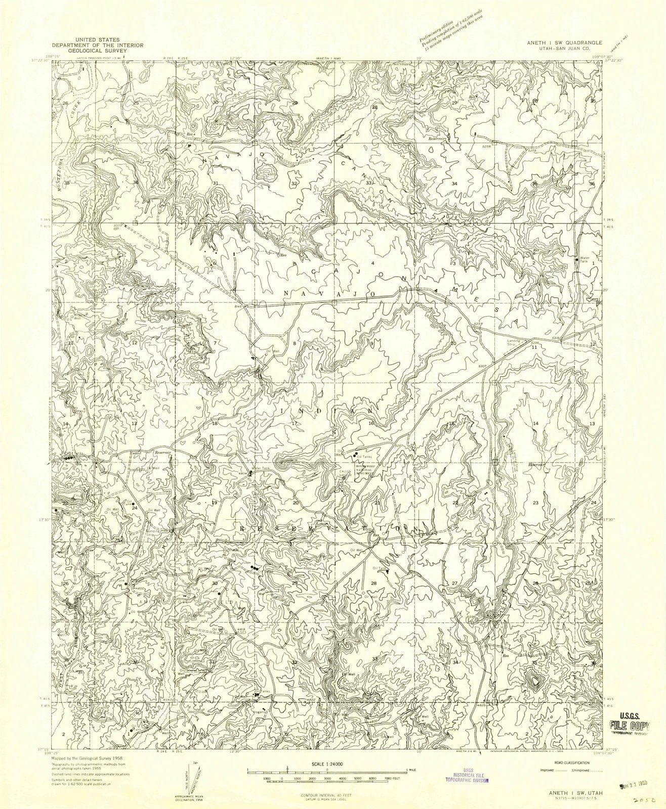 1958 Aneth 1, UT - Utah - USGS Topographic Map v2