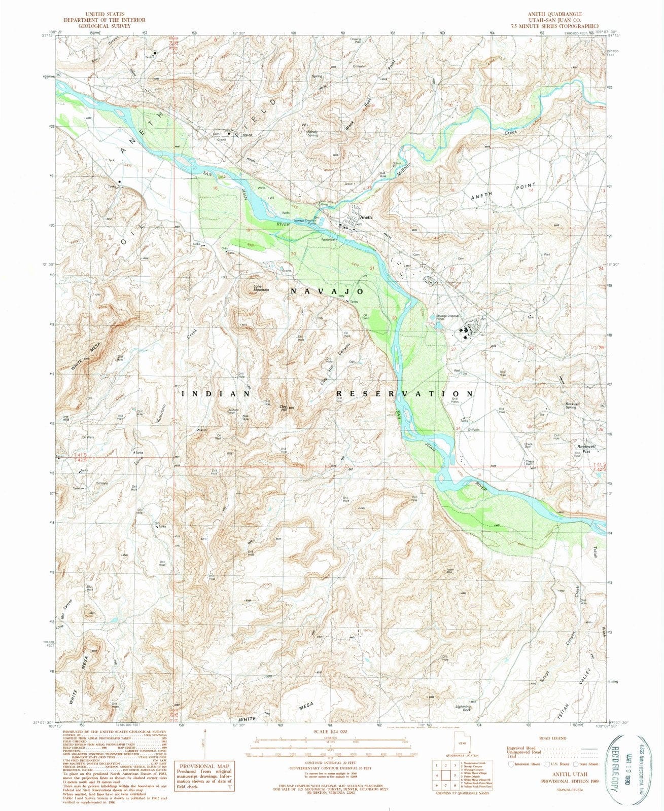 1989 Aneth, UT - Utah - USGS Topographic Map