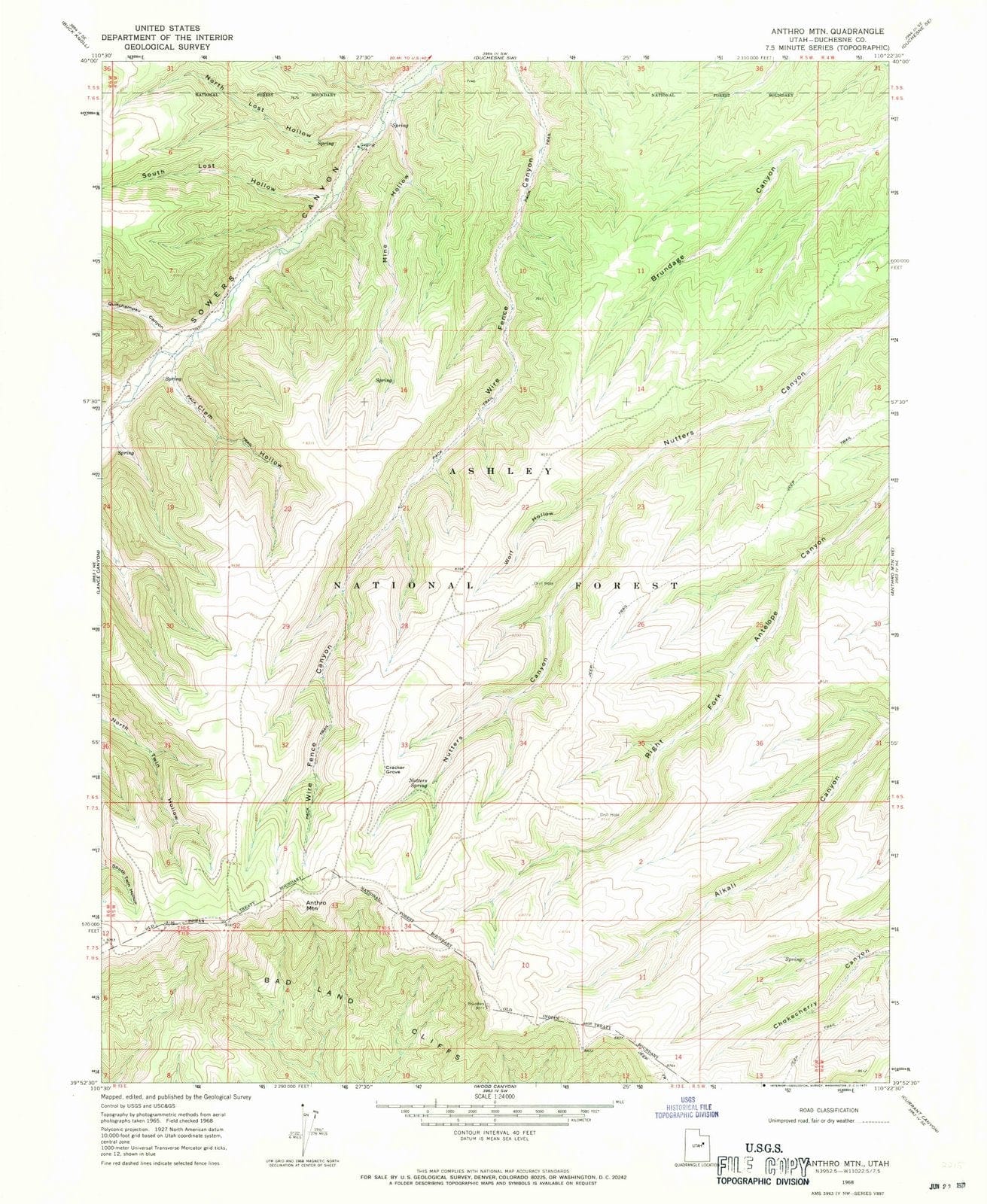 1968 Anthro MTN, UT - Utah - USGS Topographic Map v2
