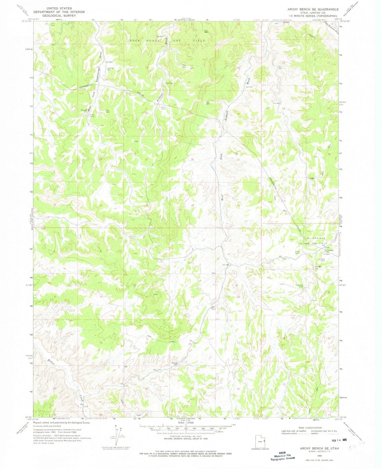 1968 Archy Bench, UT - Utah - USGS Topographic Map