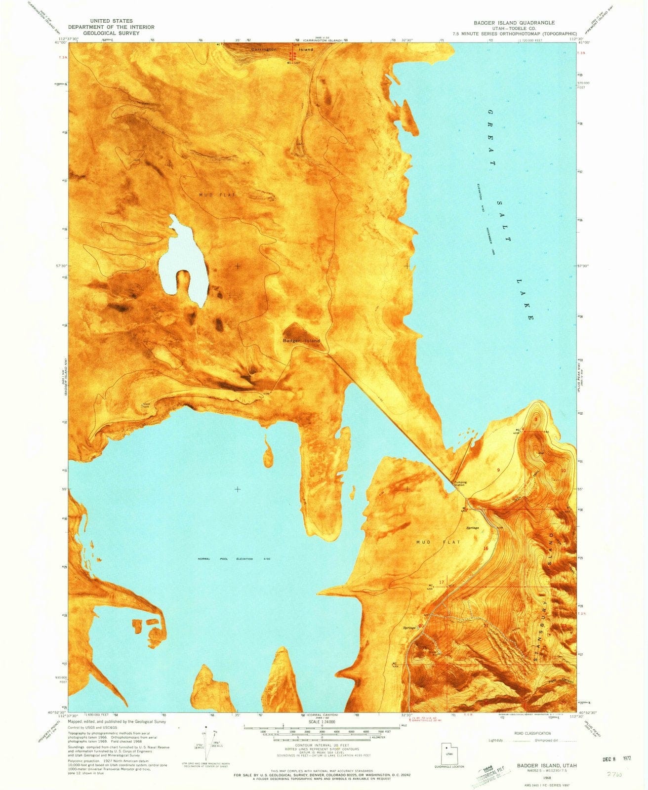 1968 Badger Island, UT - Utah - USGS Topographic Map v2