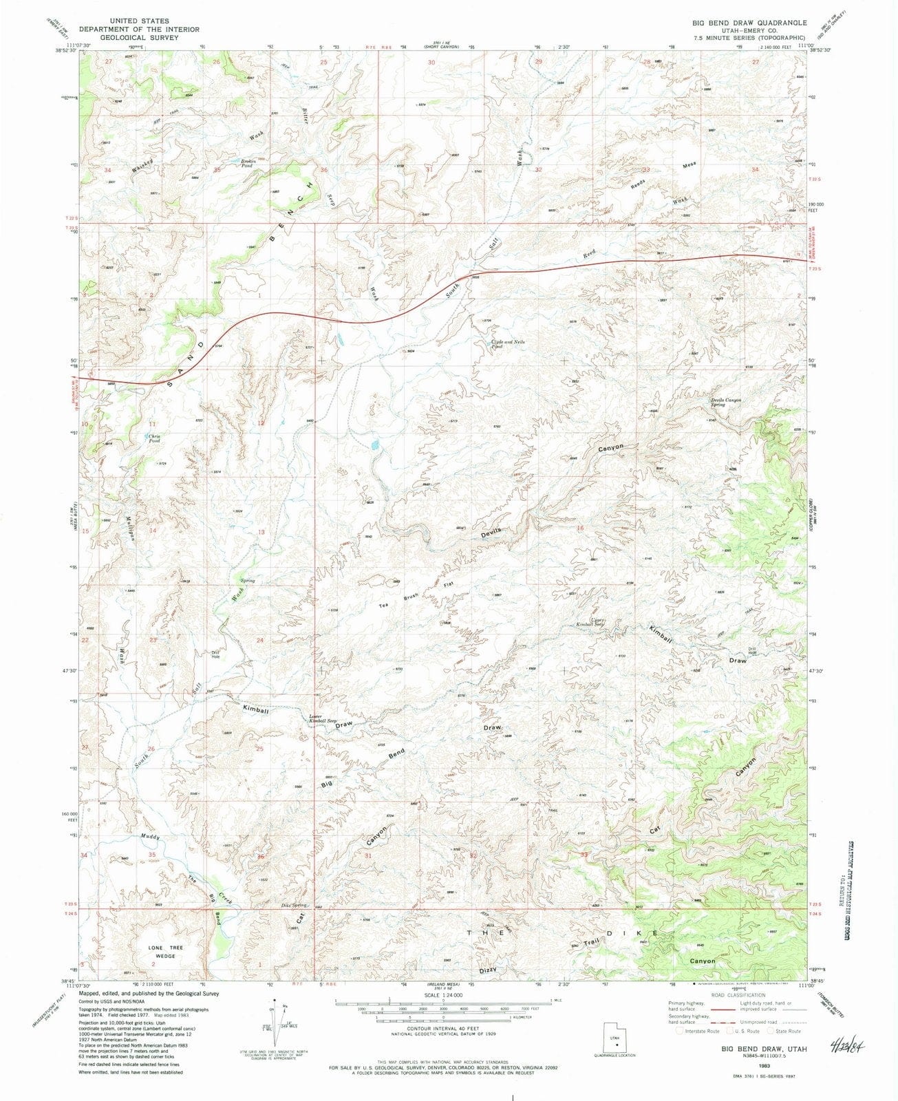 1983 Big Bend Draw, UT - Utah - USGS Topographic Map