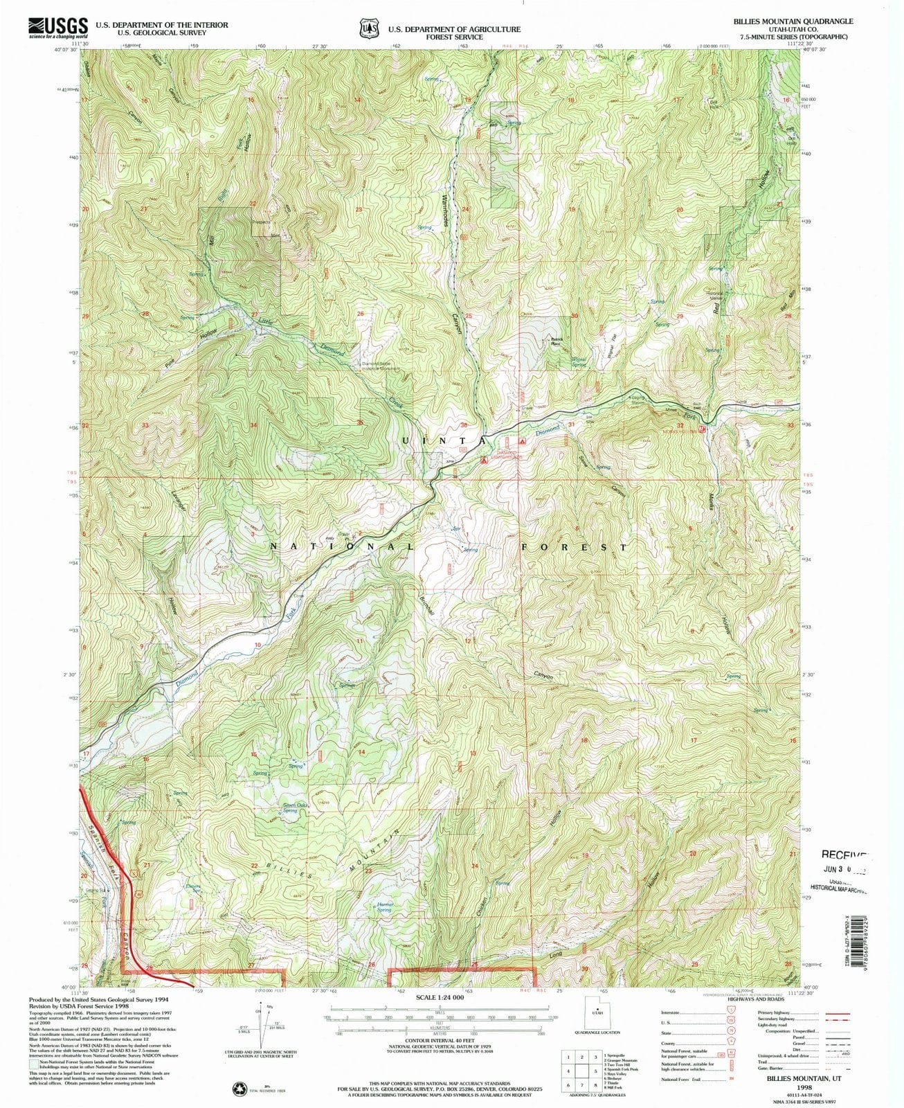 1998 Billies Mountain, UT - Utah - USGS Topographic Map