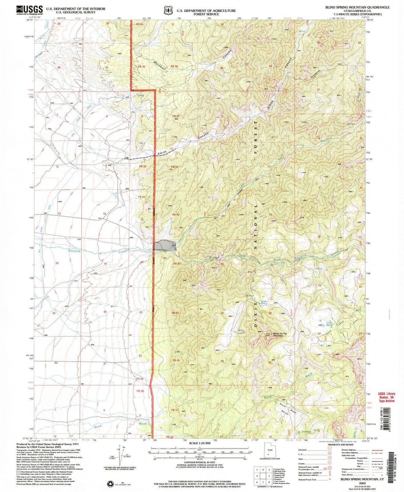 2002 Blind Spring Mountain, UT - Utah - USGS Topographic Map