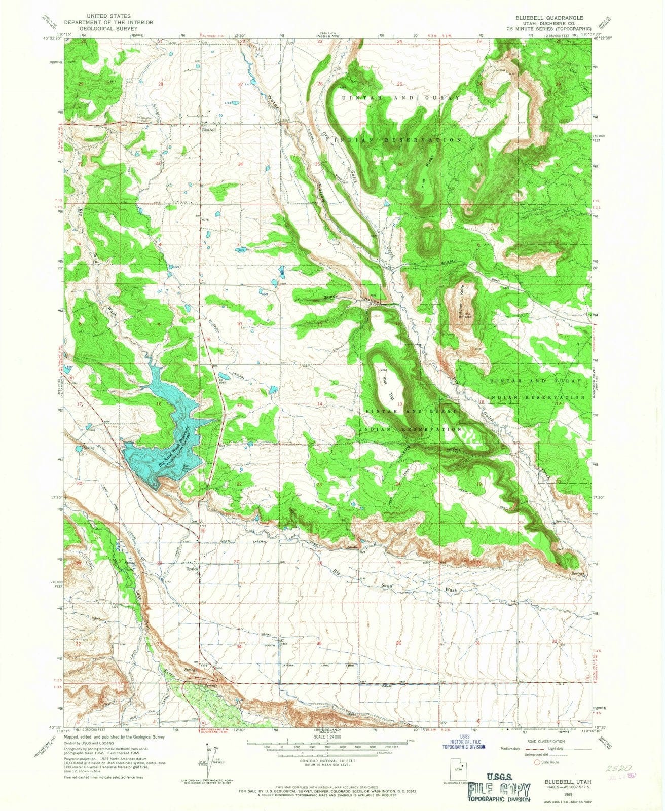 1965 Bluebell, UT - Utah - USGS Topographic Map