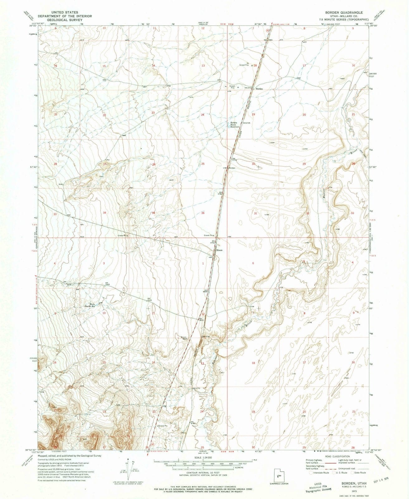 1973 Borden, UT - Utah - USGS Topographic Map