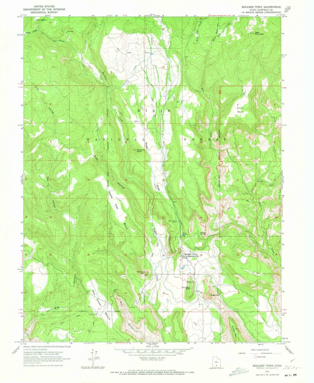 1964 Boulder Town, UT - Utah - USGS Topographic Map