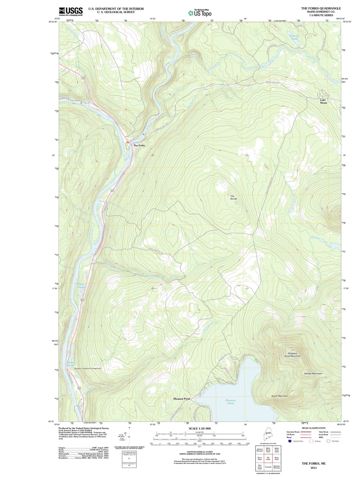 2011 The Forks, ME - Maine - USGS Topographic Map