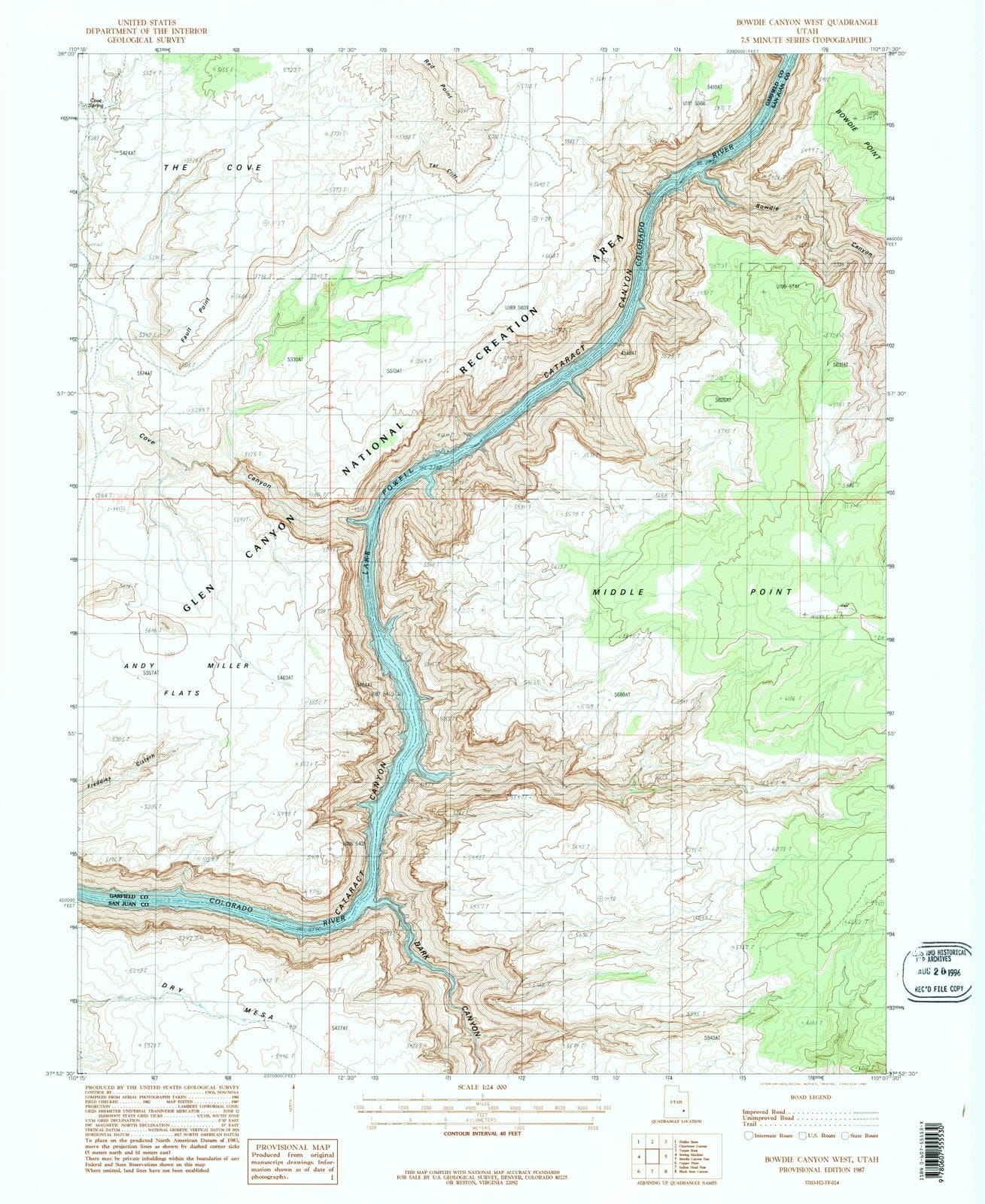 1987 Bowdie Canyon West, UT - Utah - USGS Topographic Map