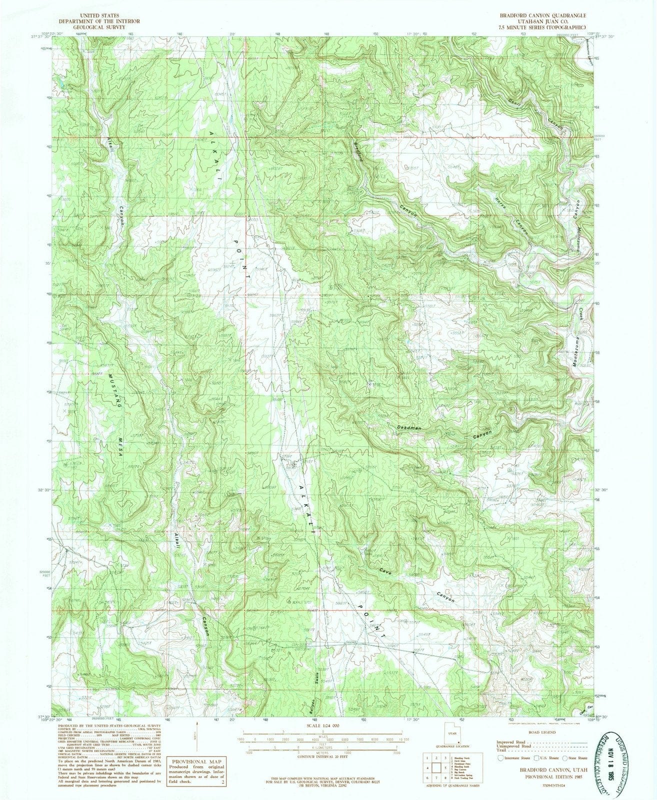 1985 Bradford Canyon, UT - Utah - USGS Topographic Map