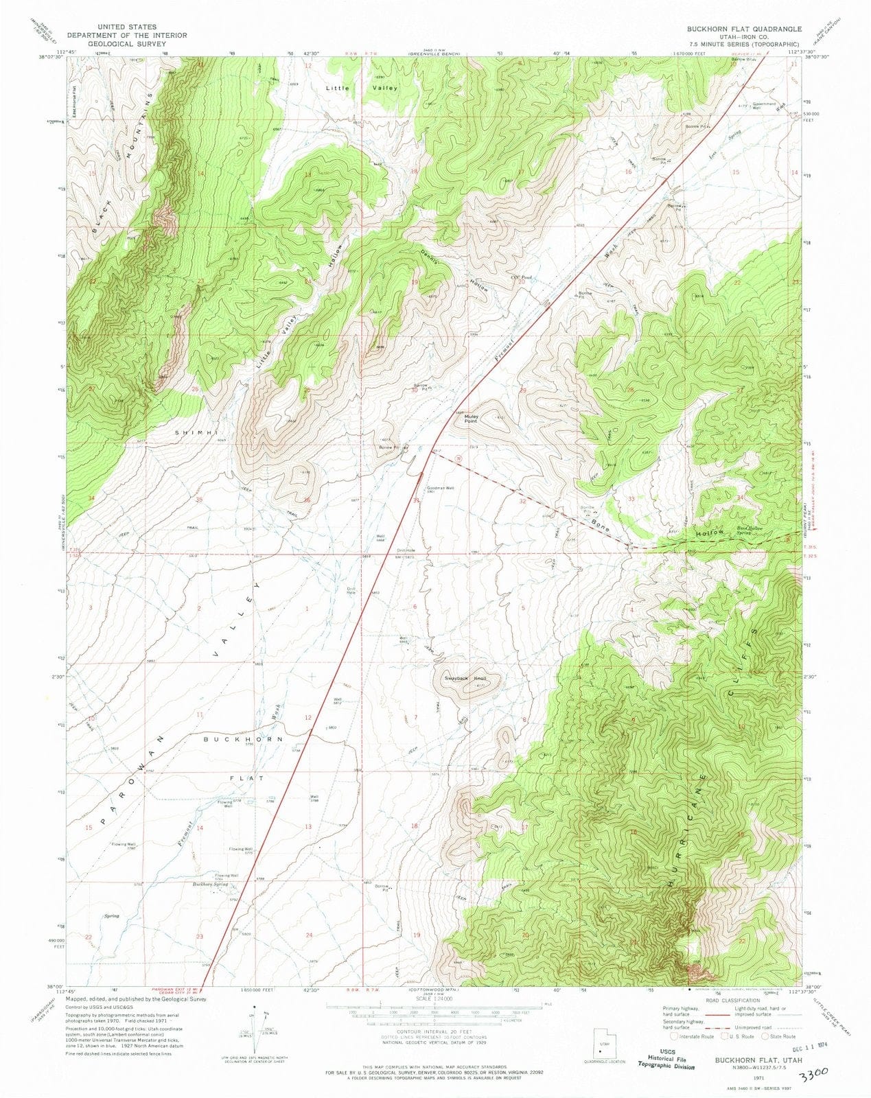 1971 Buckhorn Flat, UT - Utah - USGS Topographic Map