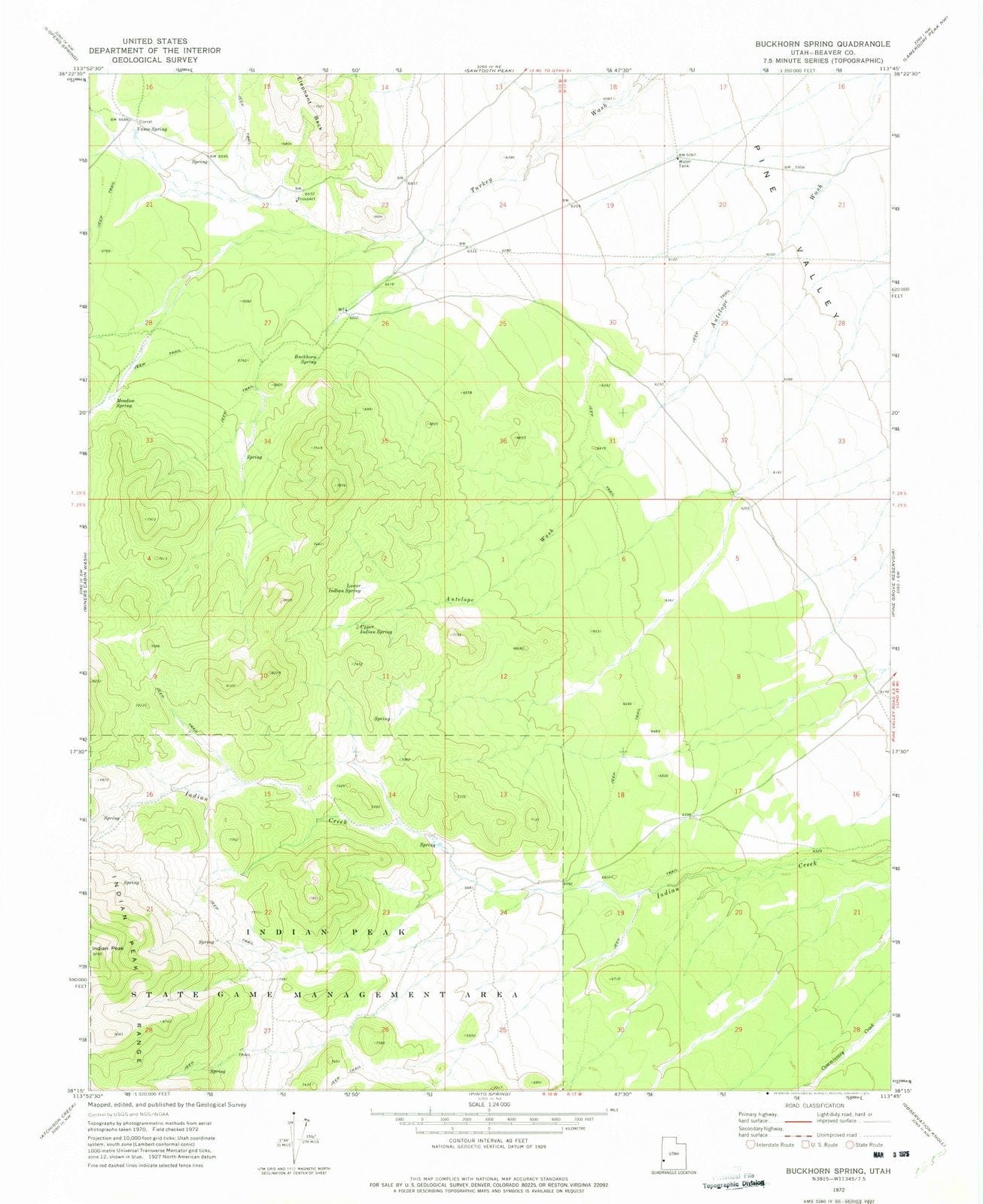 1972 Buckhorn Spring, UT - Utah - USGS Topographic Map