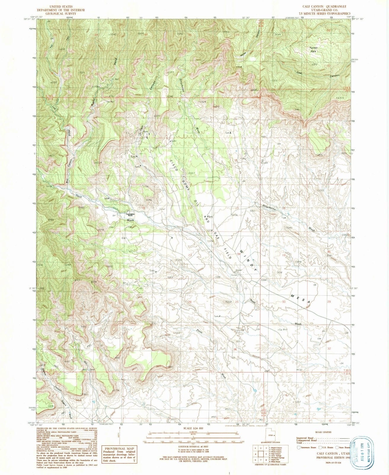 1991 Calf Canyon, UT - Utah - USGS Topographic Map