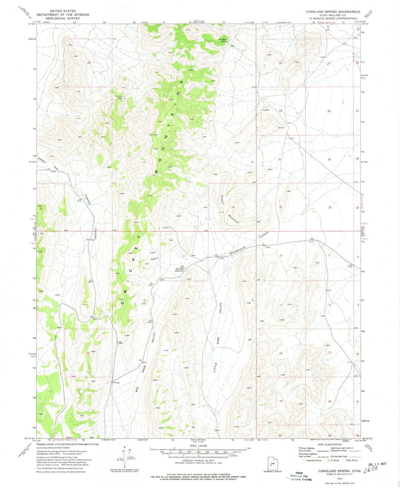 1973 Candland Spring, UT - Utah - USGS Topographic Map