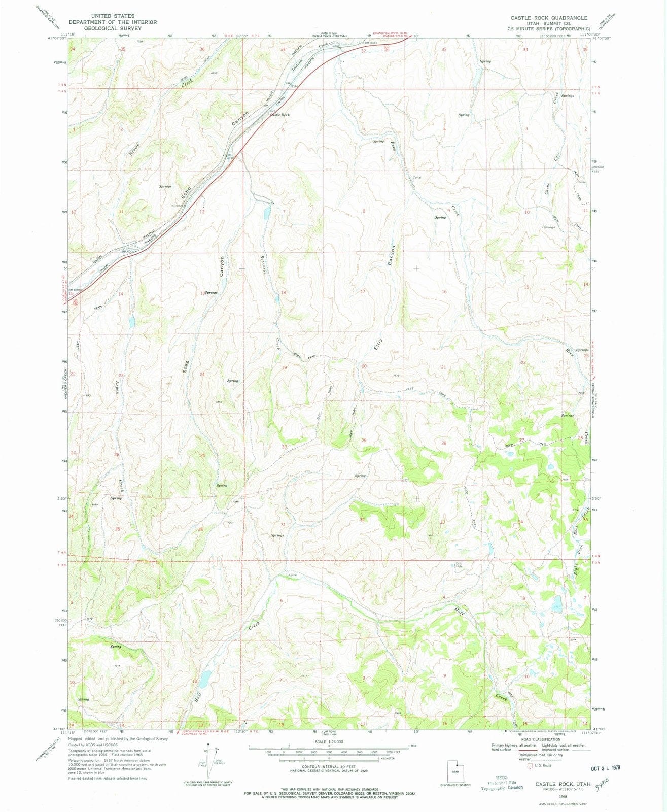 1968 Castle Rock, UT - Utah - USGS Topographic Map