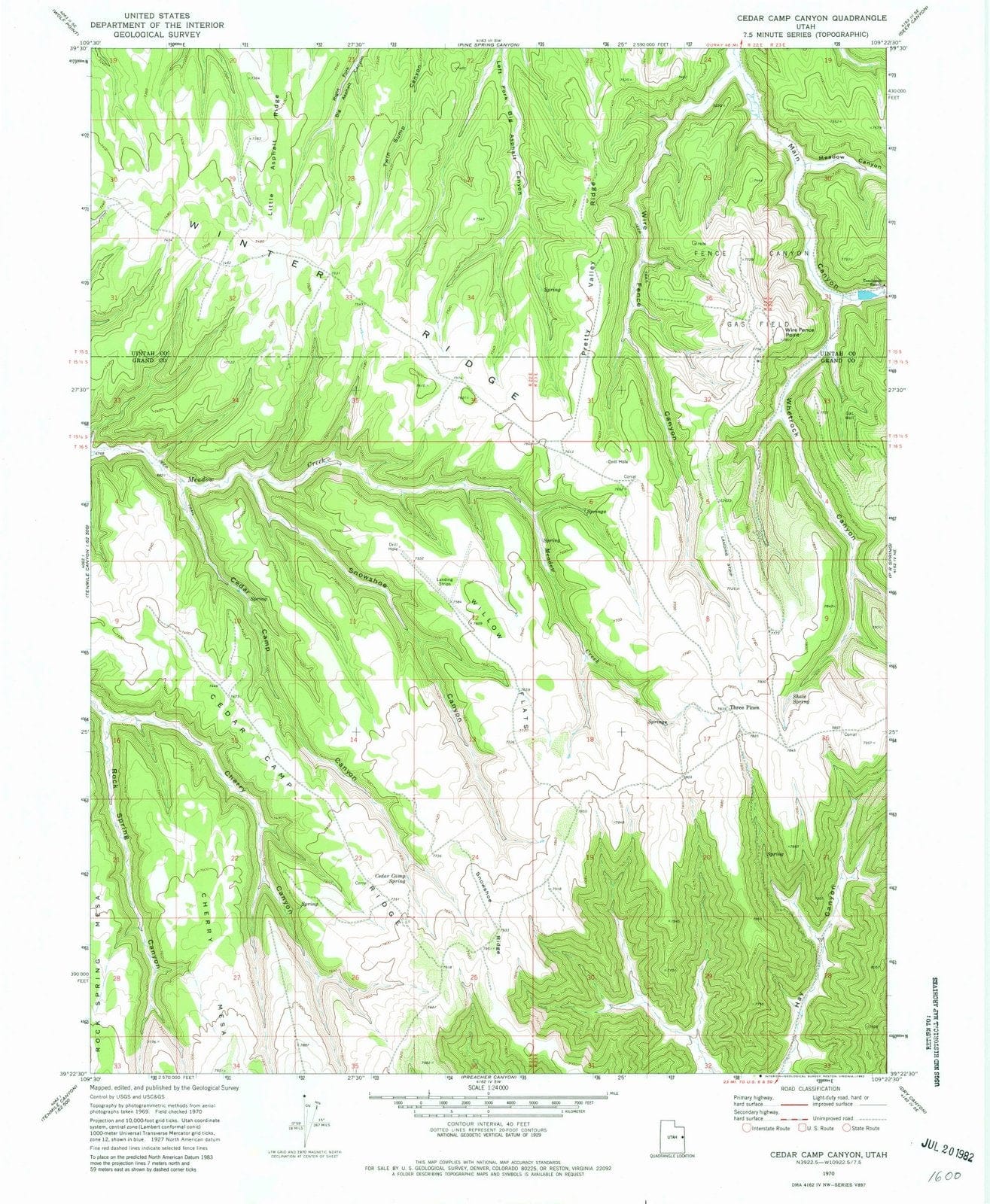 1970 Cedar Camp Canyon, UT - Utah - USGS Topographic Map