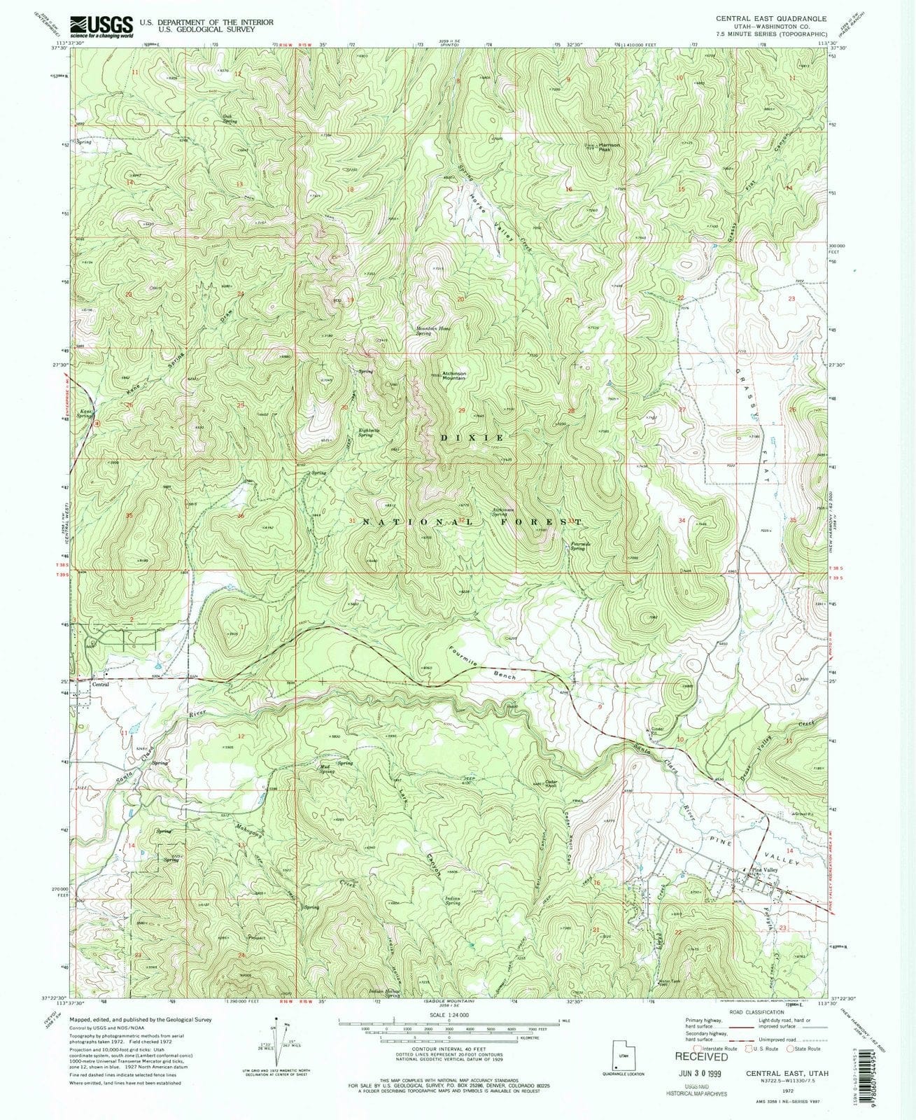 1972 Central East, UT - Utah - USGS Topographic Map