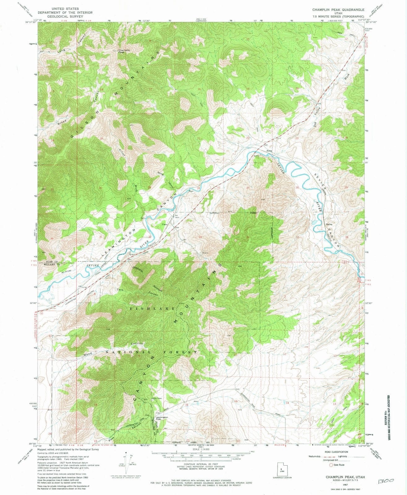 1967 Champlin Peak, UT - Utah - USGS Topographic Map