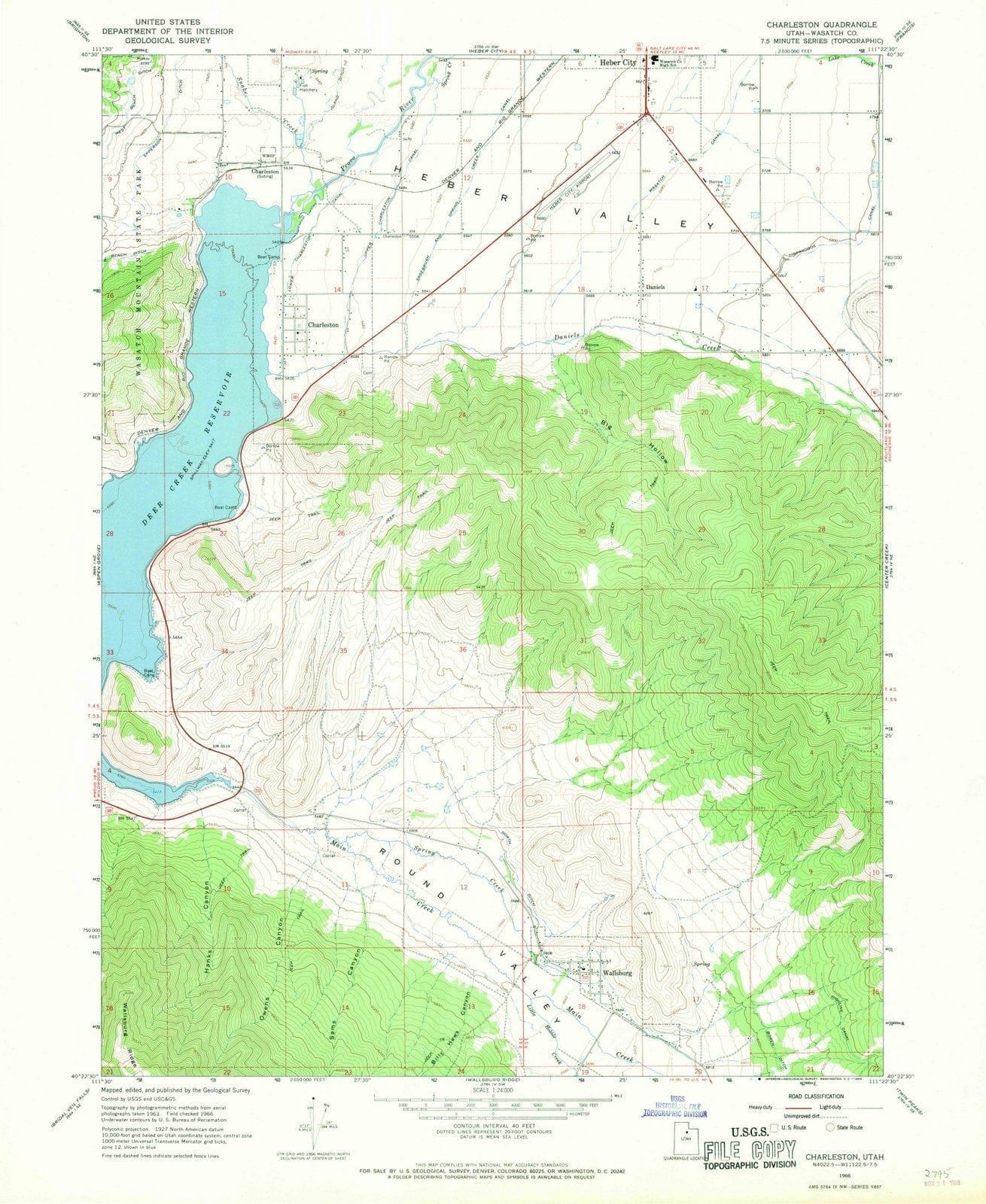 1966 Charleston, UT - Utah - USGS Topographic Map