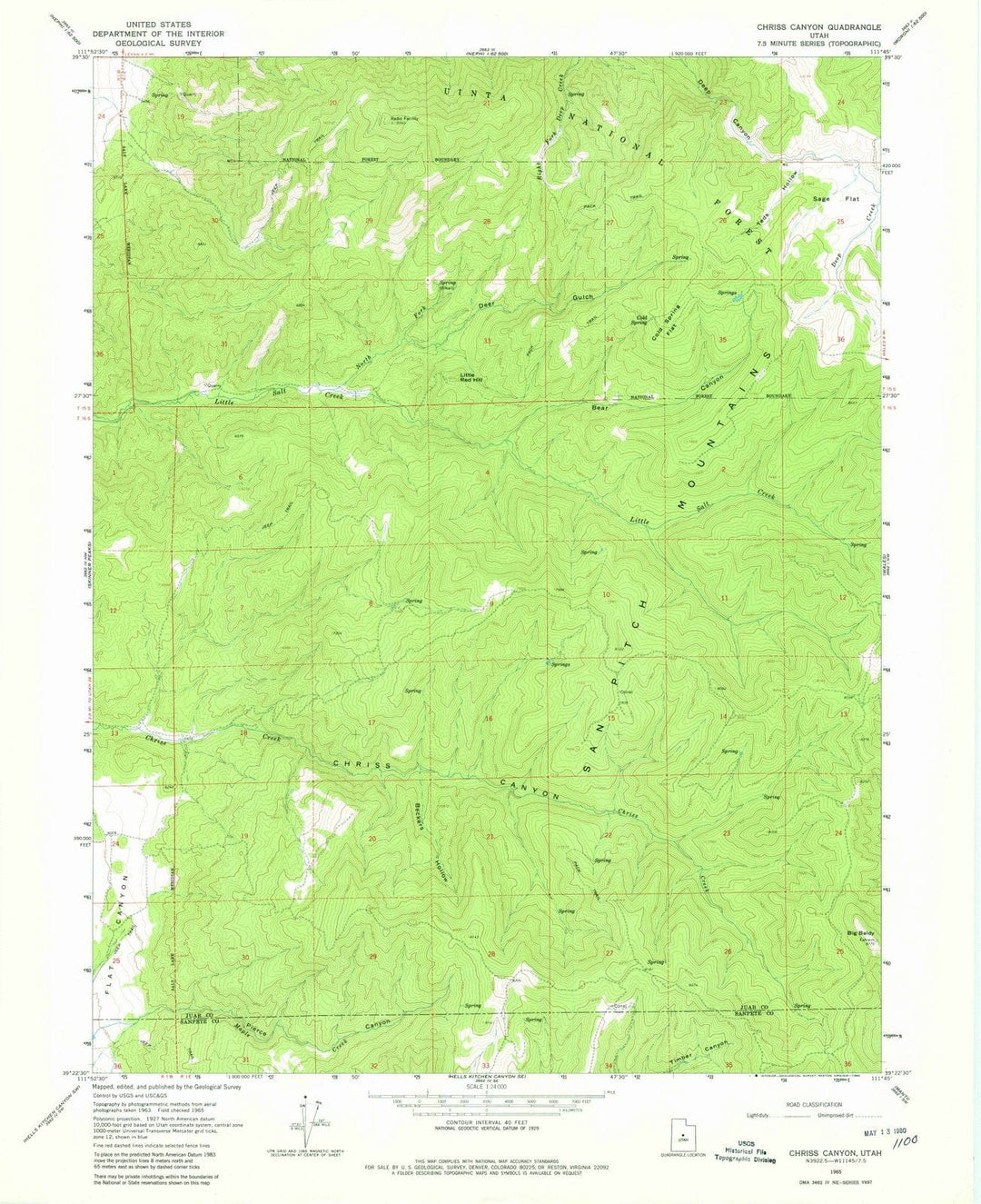 1965 Chriss Canyon, UT - Utah - USGS Topographic Map