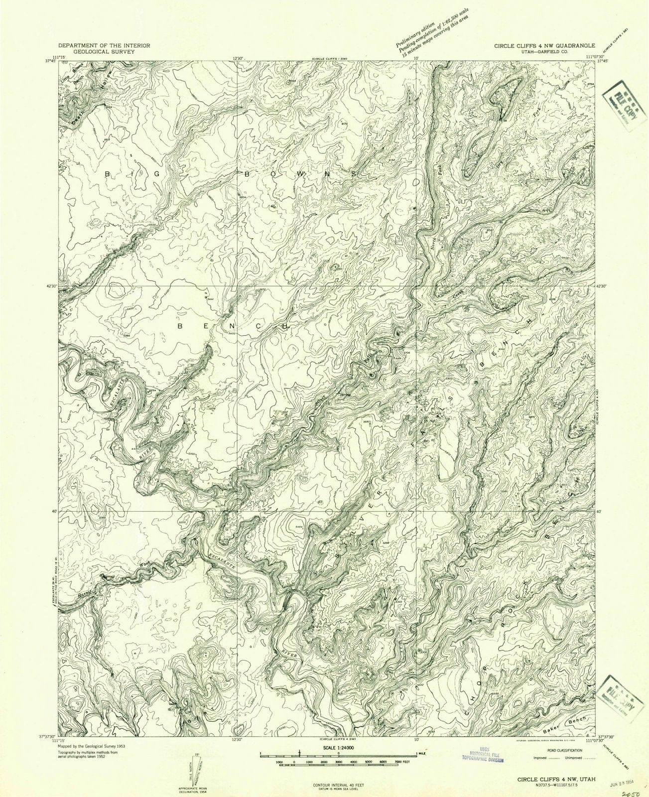 1953 Circle Cliffs 4, UT - Utah - USGS Topographic Map v2