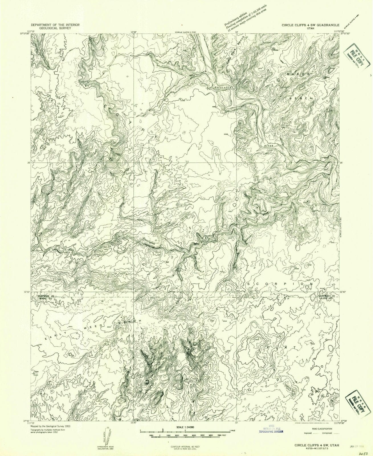 1953 Circle Cliffs 4, UT - Utah - USGS Topographic Map v3