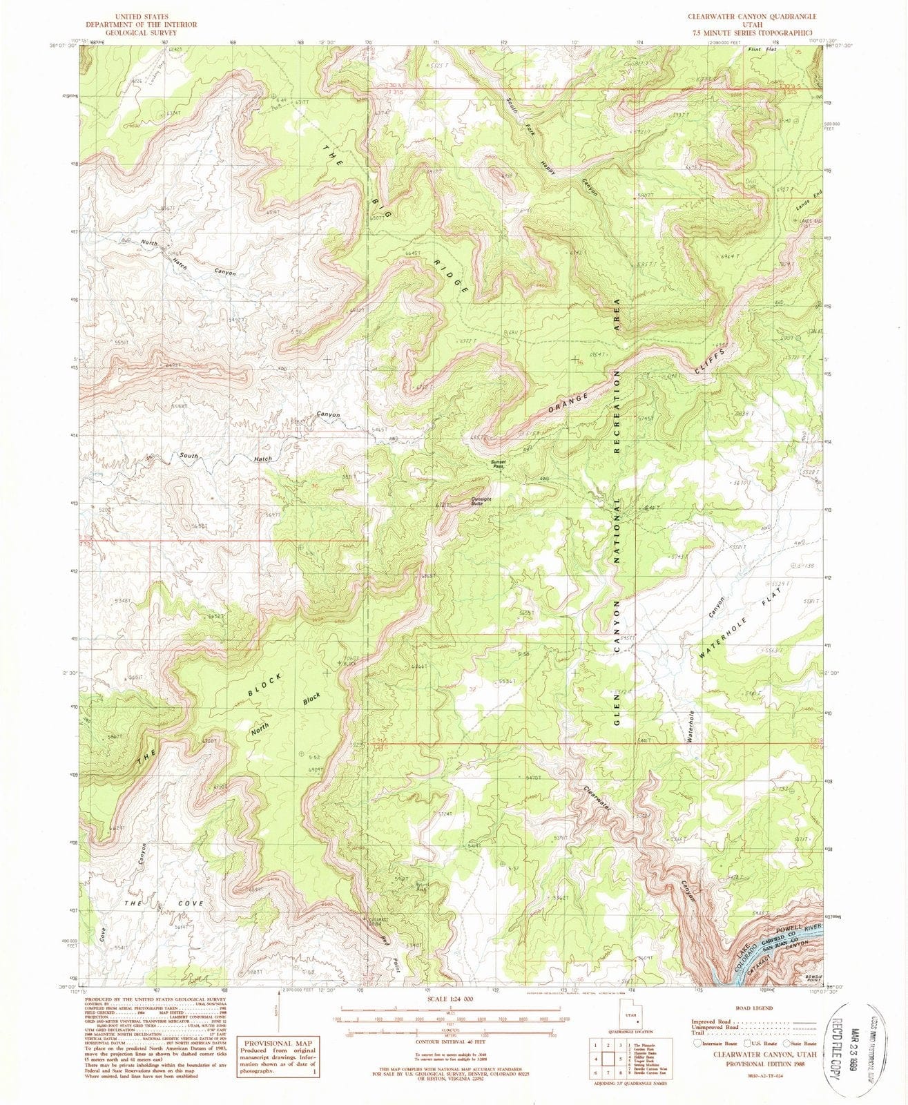1988 Clearwater Canyon, UT - Utah - USGS Topographic Map