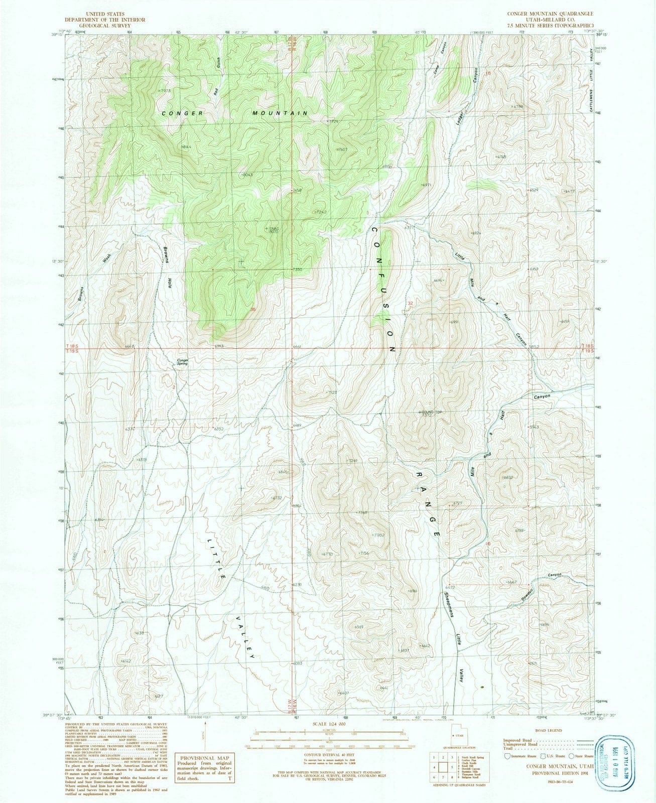 1991 Conger Mountain, UT - Utah - USGS Topographic Map