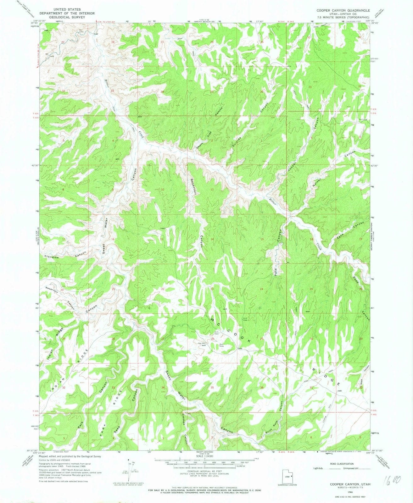 1966 Copper Canyon, UT - Utah - USGS Topographic Map