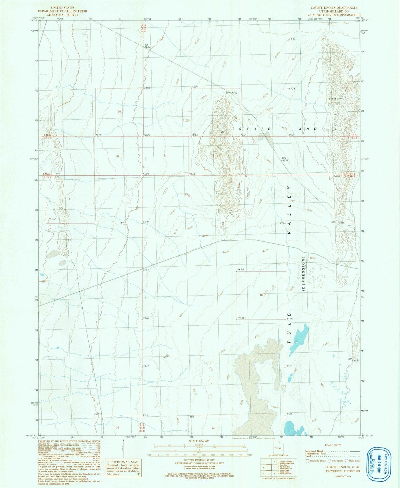 1991 Coyote Knolls, UT - Utah - USGS Topographic Map