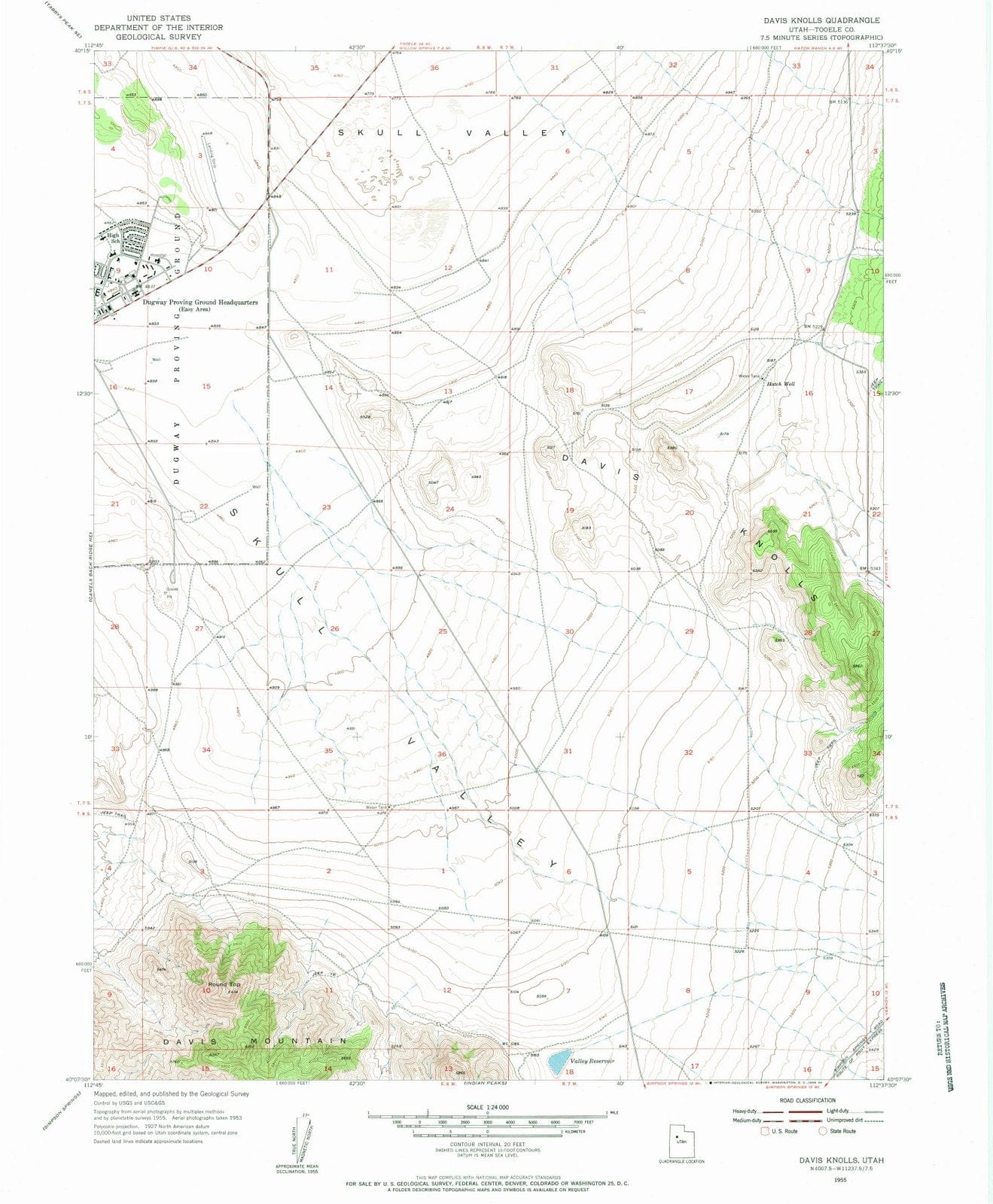 1955 Davis Knolls, UT - Utah - USGS Topographic Map