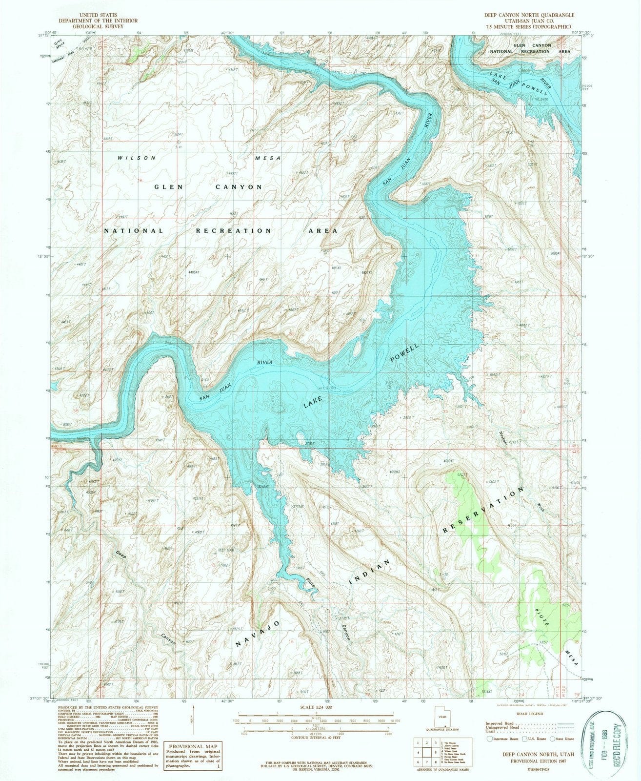1987 Deep Canyon North, UT - Utah - USGS Topographic Map