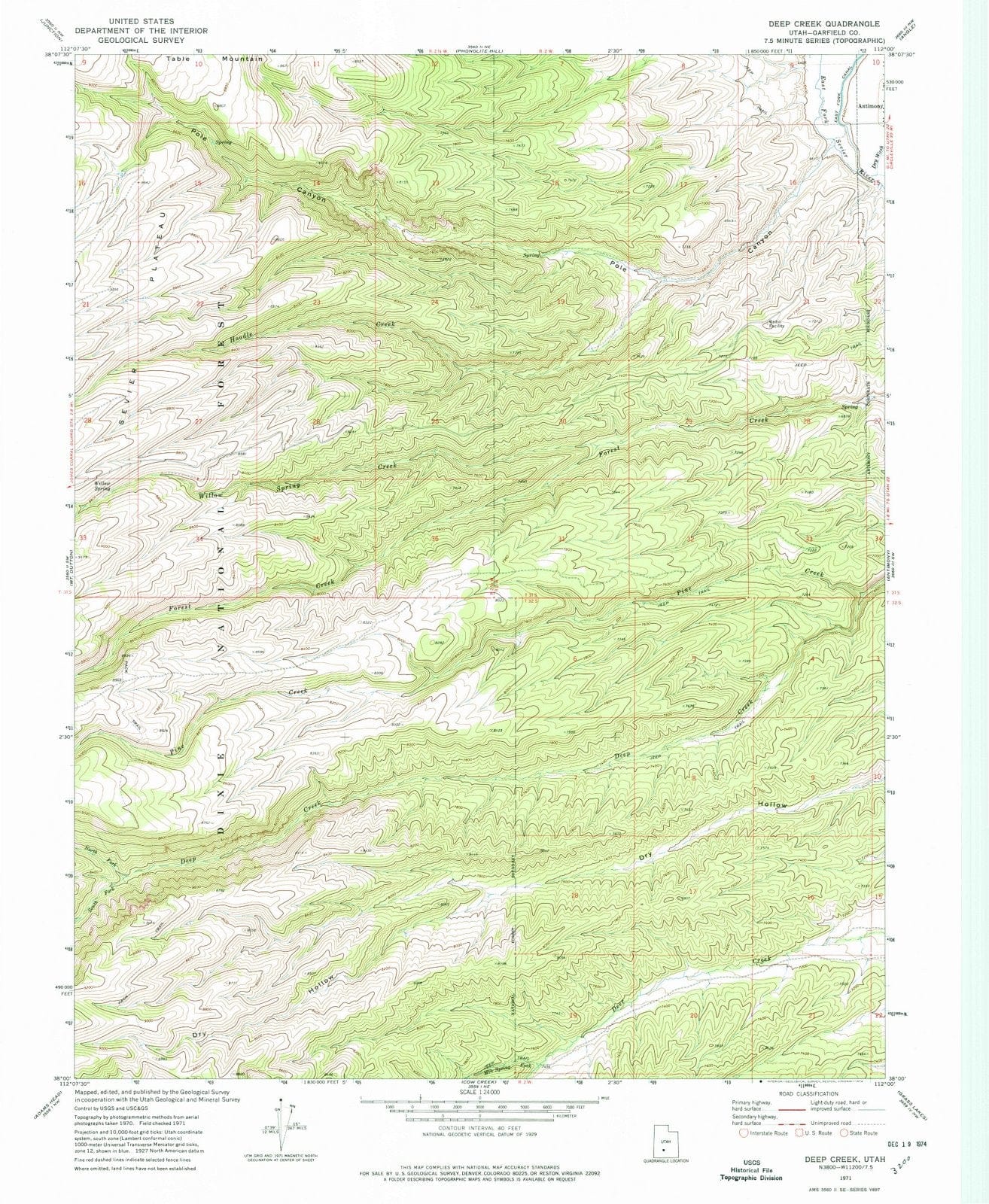 1971 Deep Creek, UT - Utah - USGS Topographic Map
