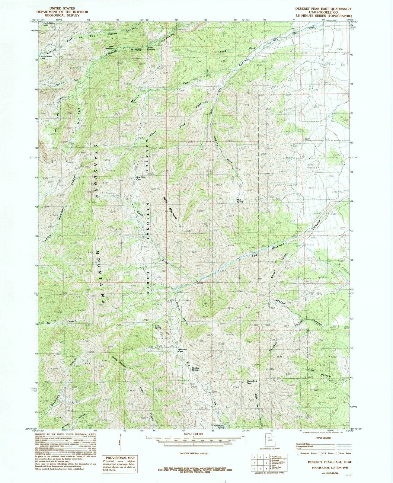 1985 Deseret Peak East, UT - Utah - USGS Topographic Map