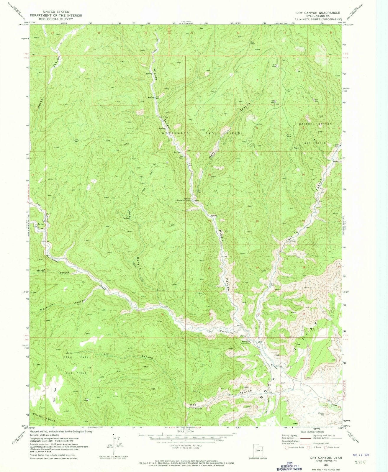 1970 Dry Canyon, UT - Utah - USGS Topographic Map