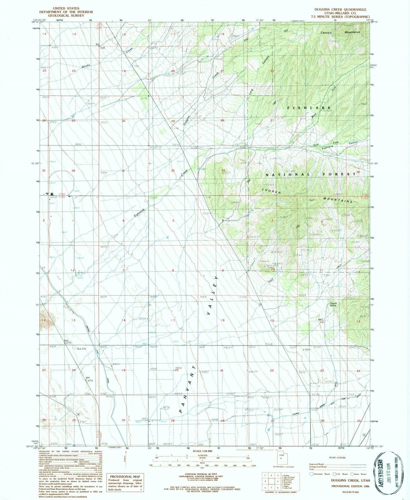1986 Duggins Creek, UT - Utah - USGS Topographic Map