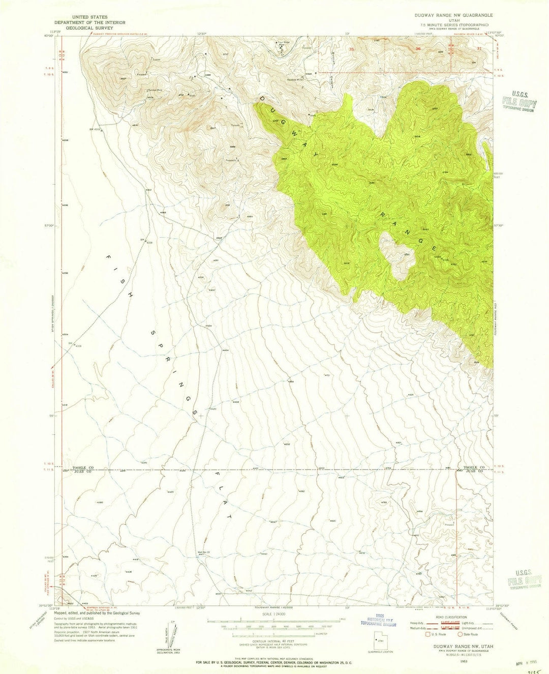 1953 Dugway Range, UT - Utah - USGS Topographic Map v2