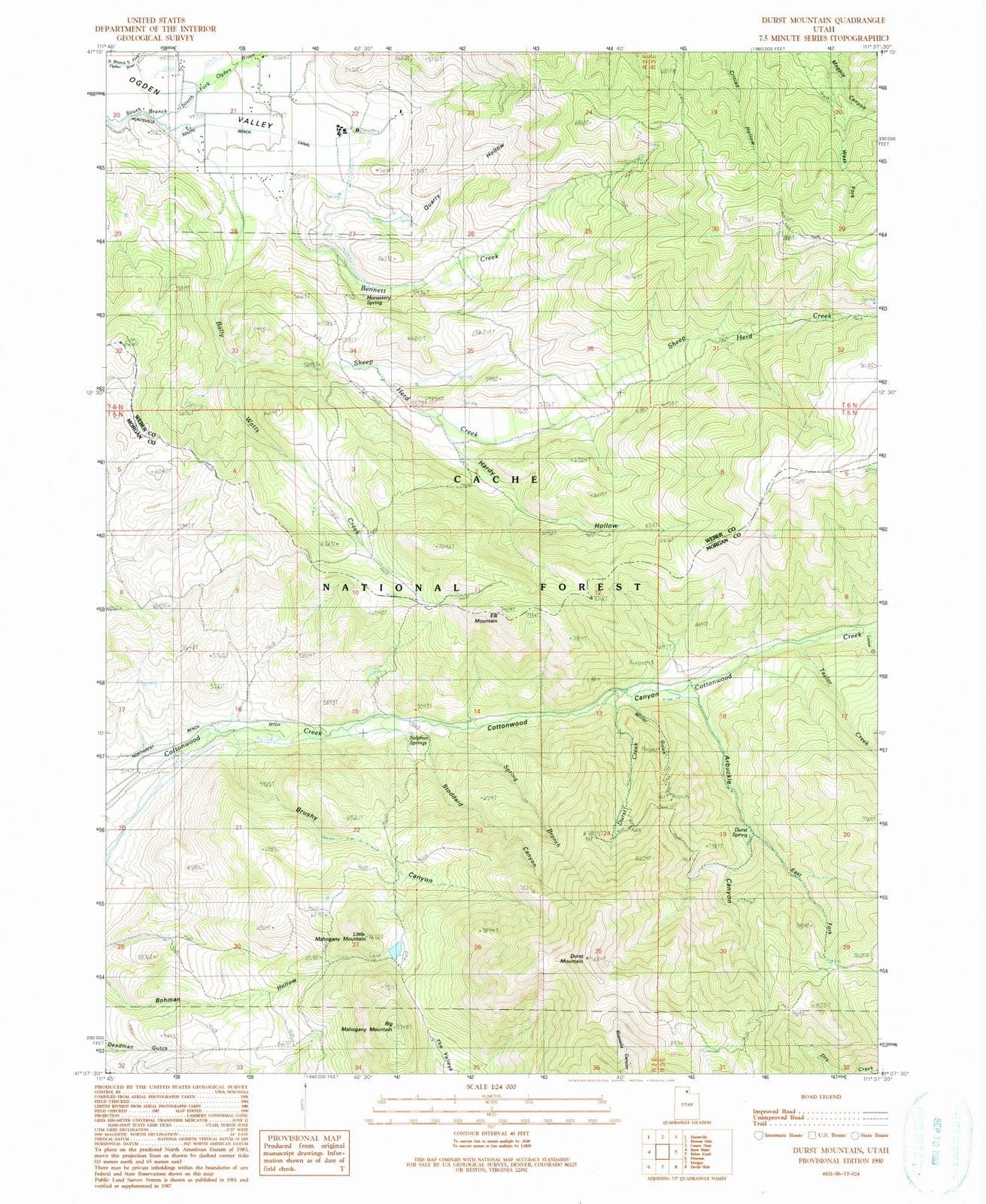 1990 Durst Mountain, UT - Utah - USGS Topographic Map