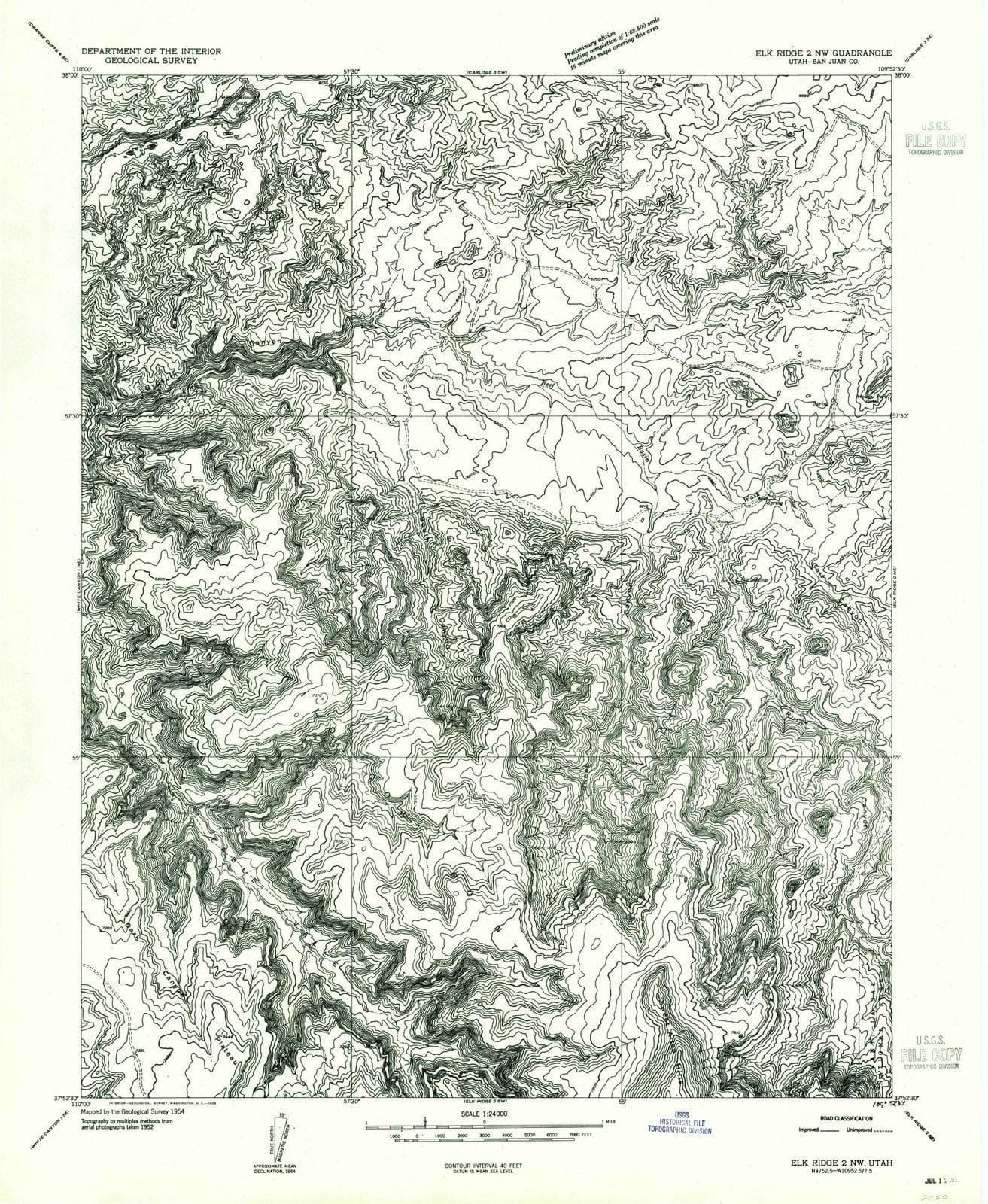 1954 Elk Ridge 2, UT - Utah - USGS Topographic Map v2