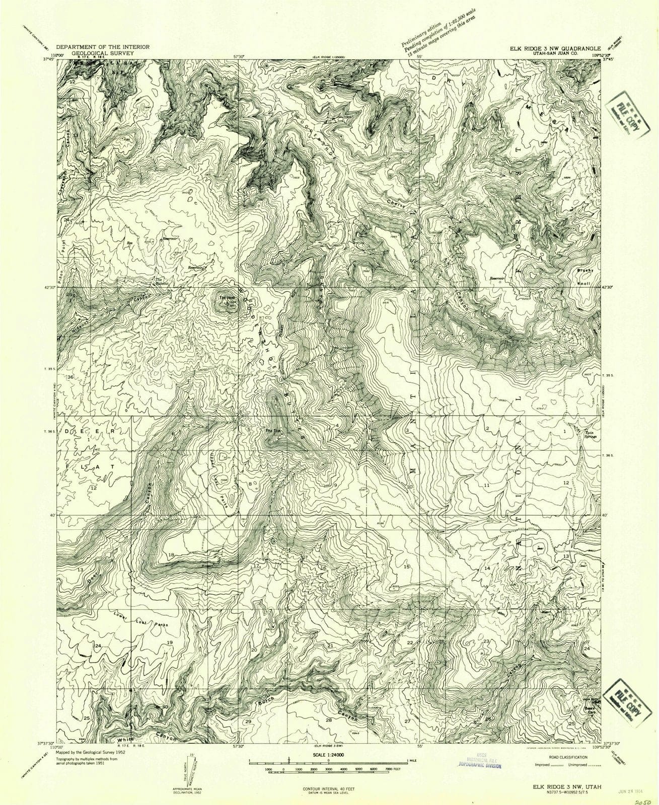 1954 Elk Ridge 3, UT - Utah - USGS Topographic Map v2