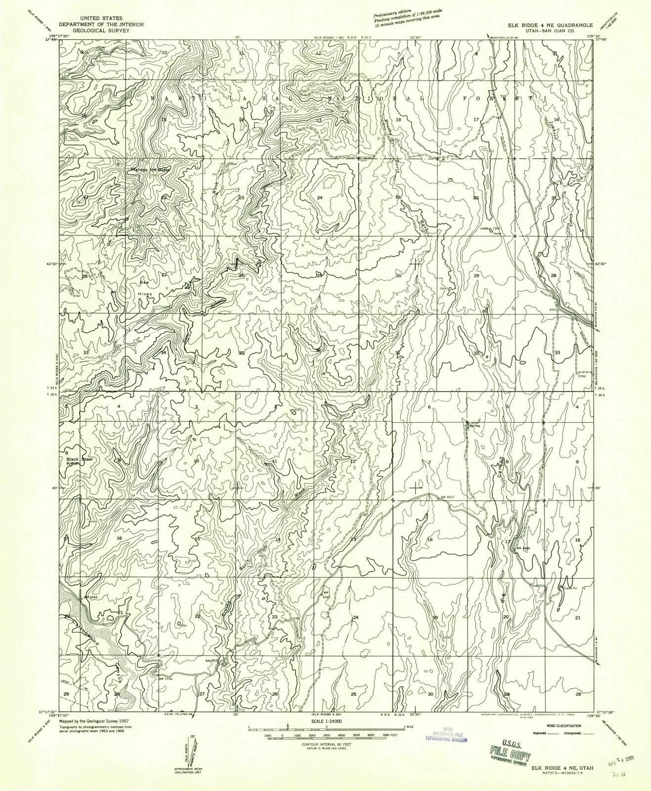 1957 Elk Ridge 4, UT - Utah - USGS Topographic Map