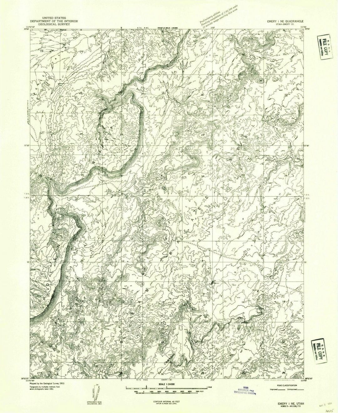 1953 Emery 1, UT - Utah - USGS Topographic Map