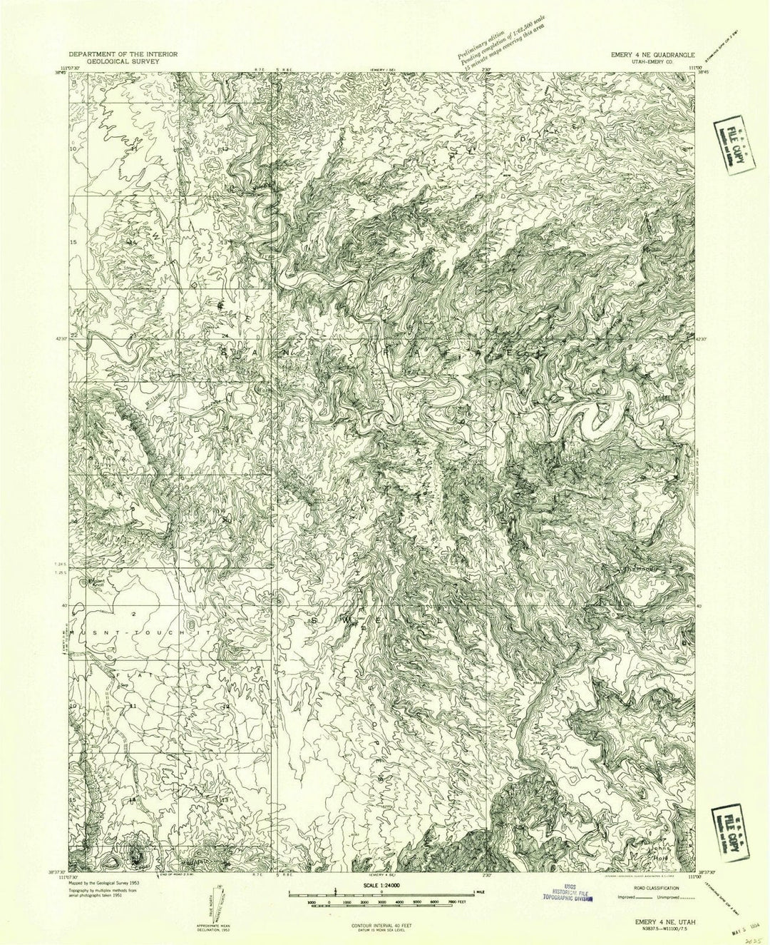 1953 Emery 4, UT - Utah - USGS Topographic Map
