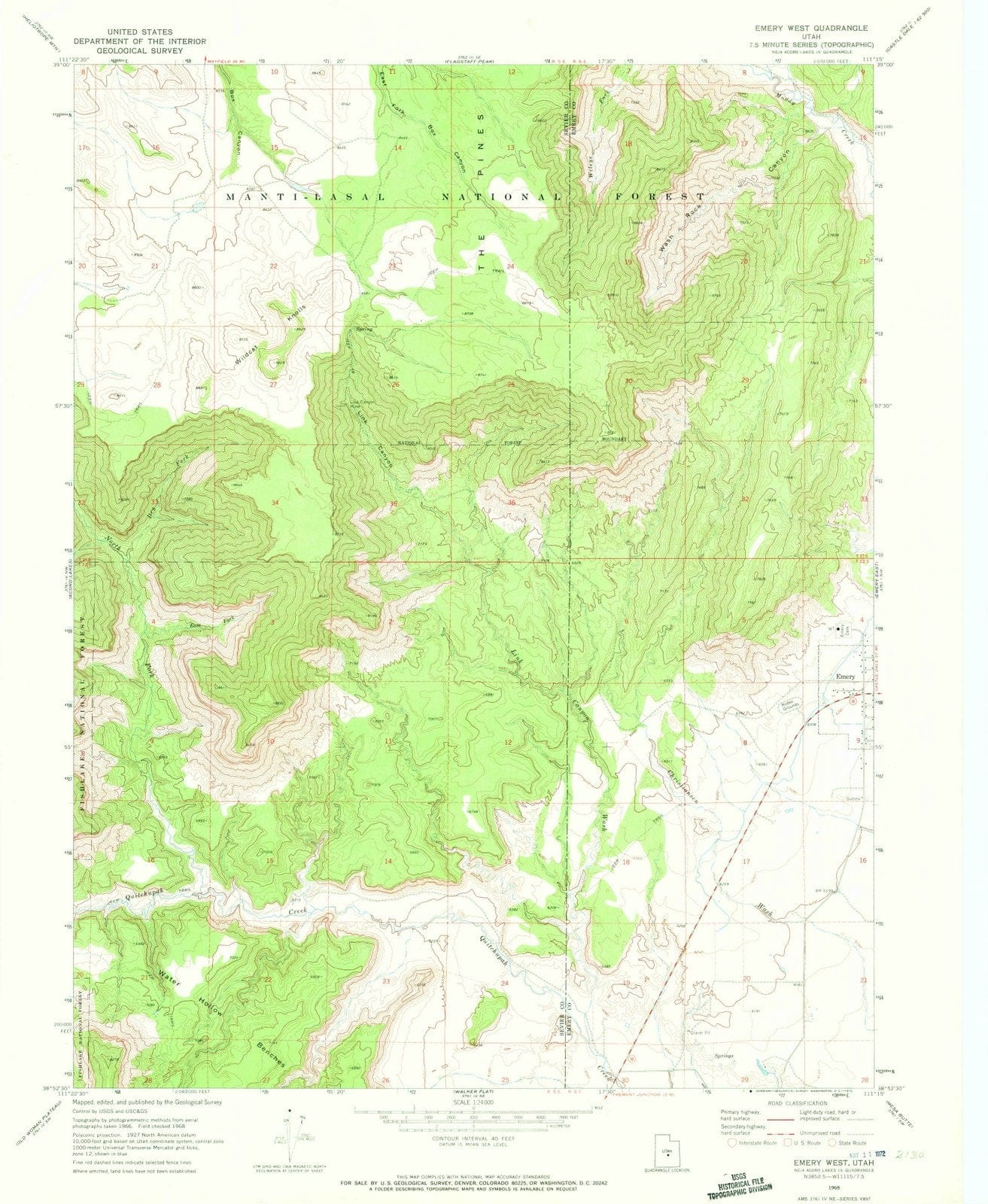 1968 Emery West, UT - Utah - USGS Topographic Map