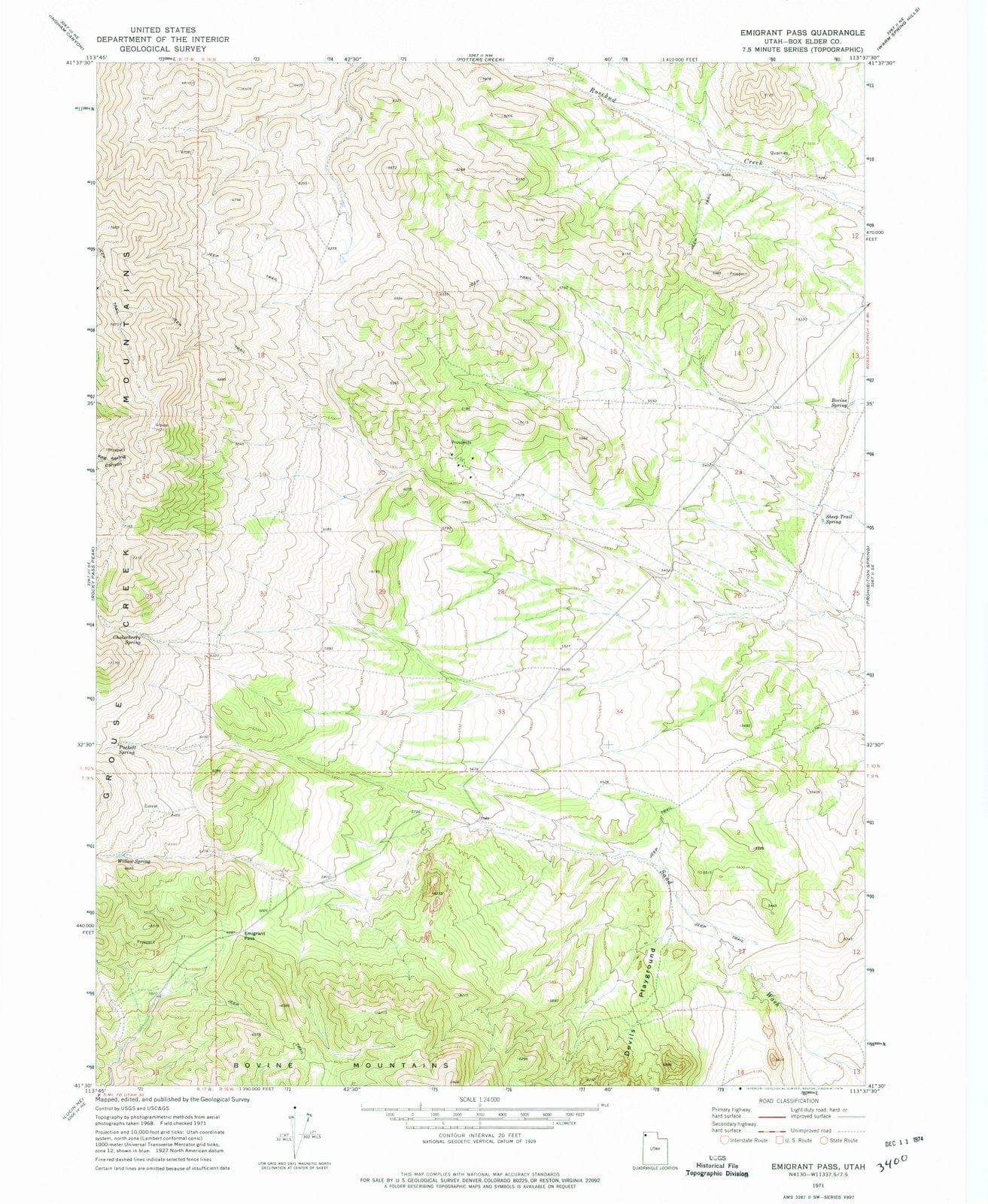 1971 Emigrant Pass, UT - Utah - USGS Topographic Map