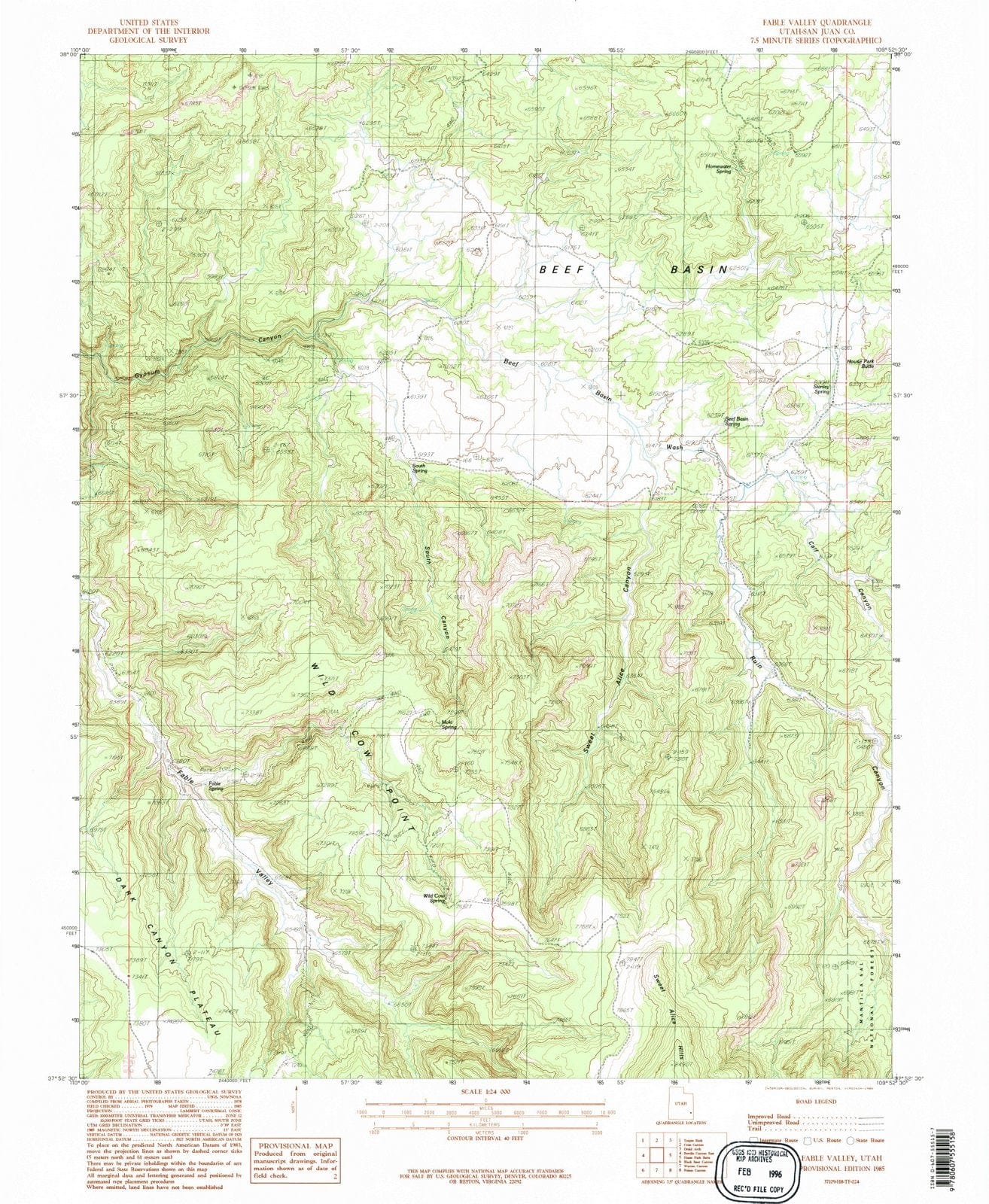 1985 Fable Valley, UT - Utah - USGS Topographic Map