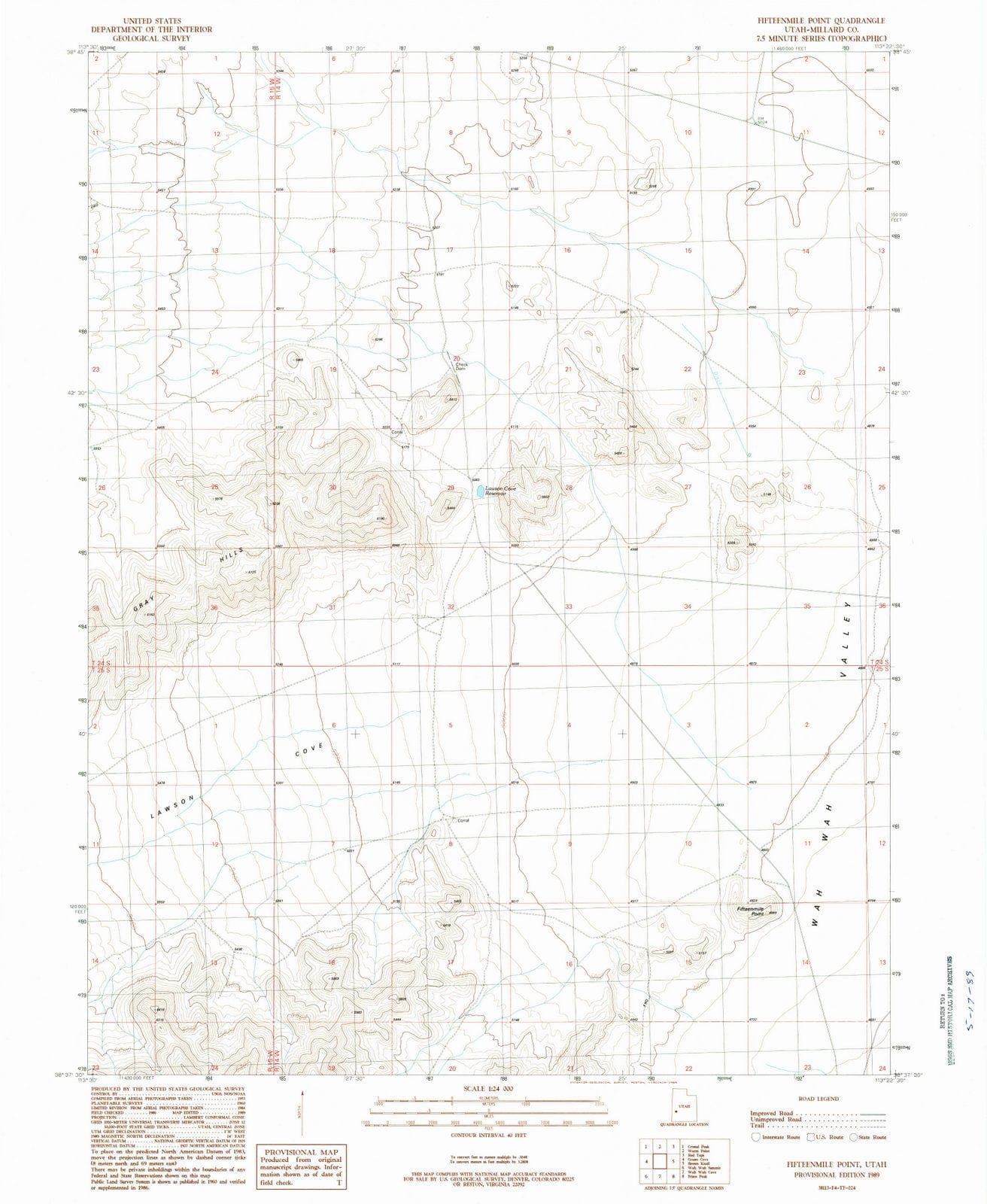 1989 Fifteenmile Point, UT - Utah - USGS Topographic Map